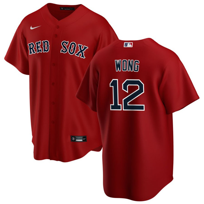Men's Boston Red Sox #12 Connor Wong Red Cool Base Stitched Jersey